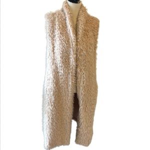 Wishlist Pale Pink Faux Fur Sleeveless Long Vest